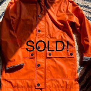 ***SOLD!!!***Petit Bateau unisex raincoat slicker ciré tangerine orange M